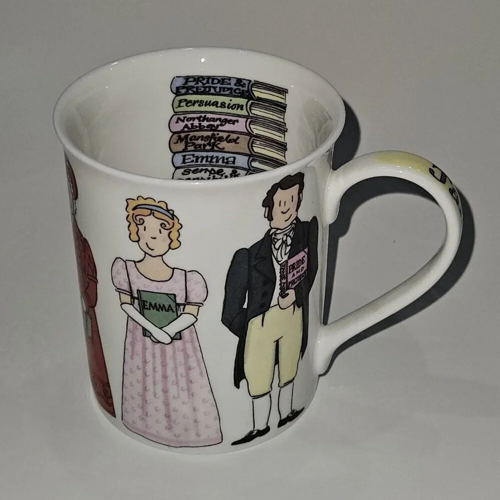 Jane Austen Book Characters Mug Coffee Cup Alison Gardiner Fine Bone China Darcy